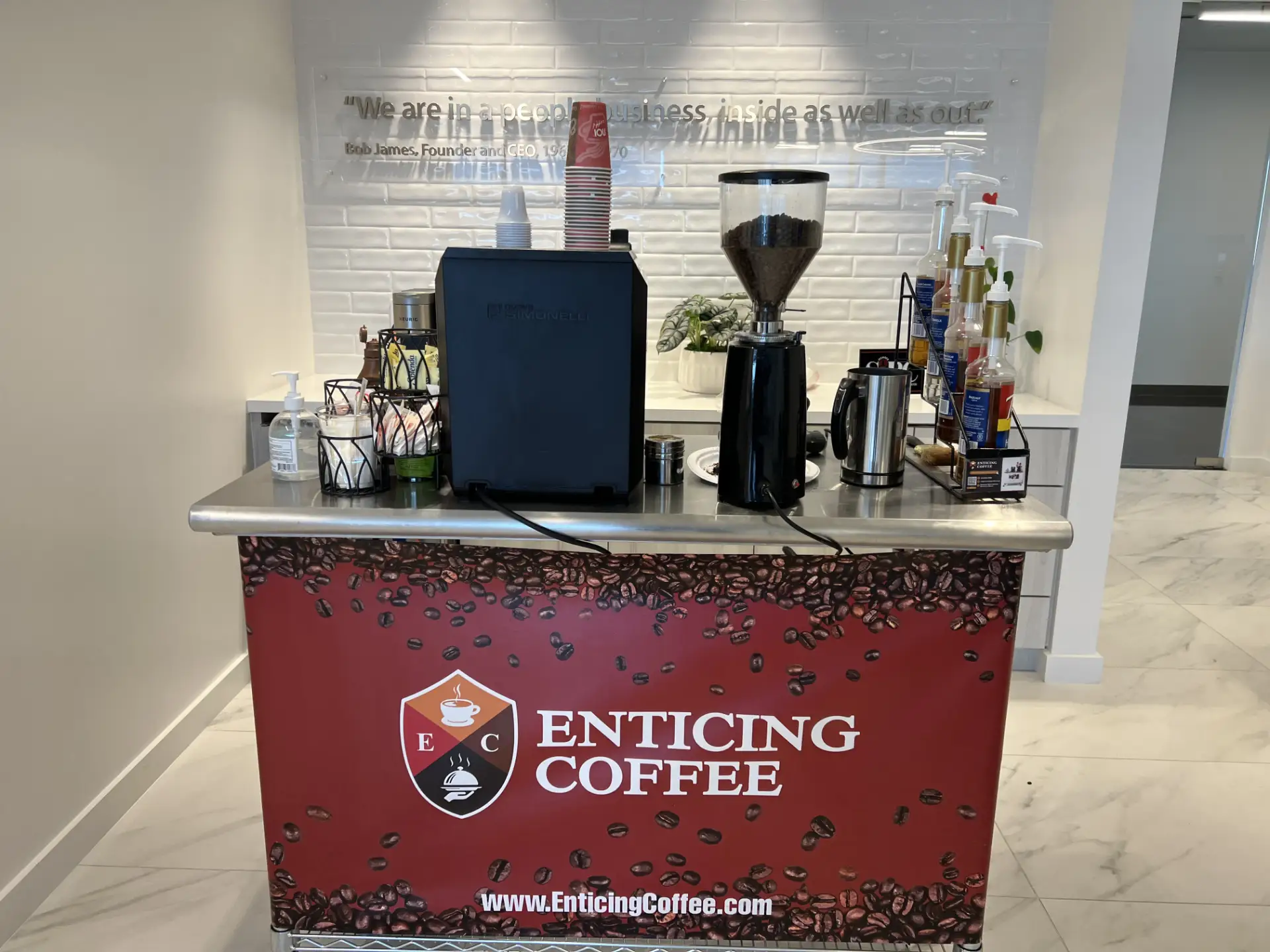 Enticing Coffee providing specialty coffee catering for a corporate staff appreciation day.